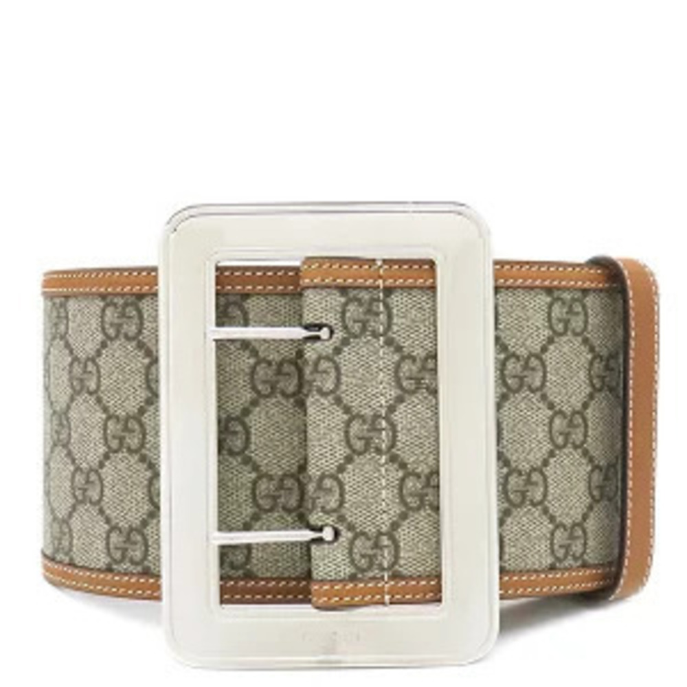 Gucci Lunar GG Wide Belt Supreme Beige Cream x Brown Square Buckle
